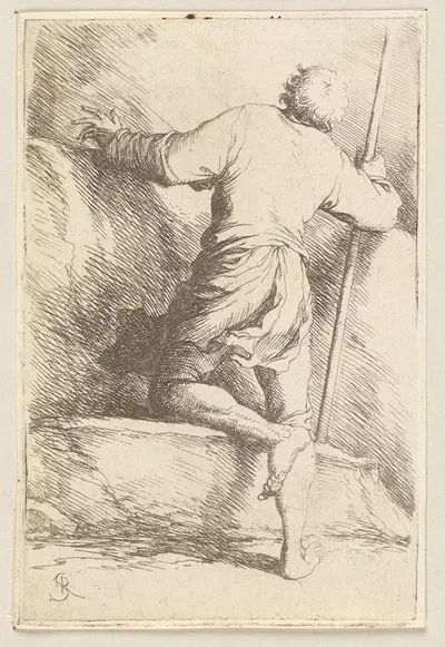 Man with Staff Seen from Behind by Сальватор Роза, 1656 - 1657 — digital art print download