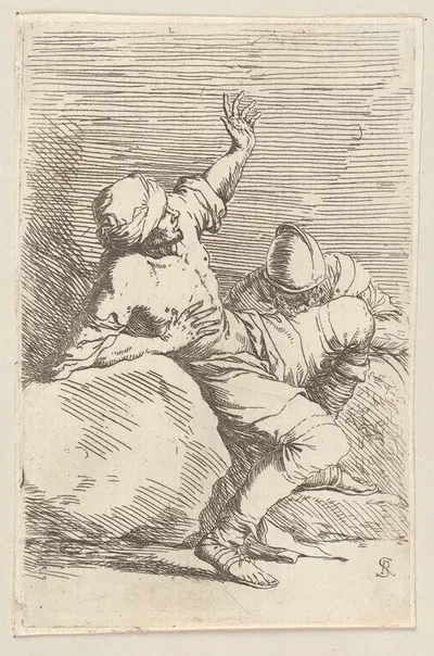 Man, Pointing Upward, and Soldier in Repose by Сальватор Роза, 1656 - 1657 — digital art print download