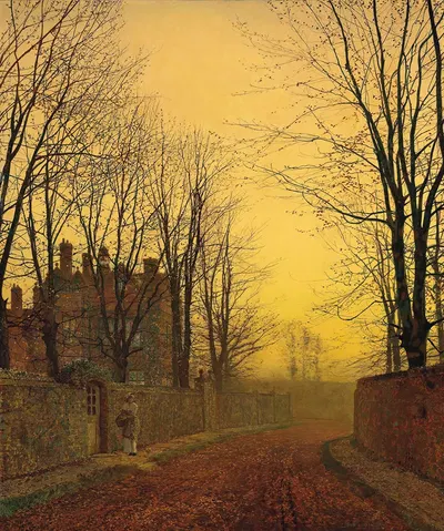 Осенний переулок by Джон Аткінсон Гримшоу, 1886 — digital art print download