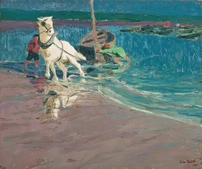 Белая лошадь (Лошадь у бродa) by Джон Нобл, 1917 — digital art print download