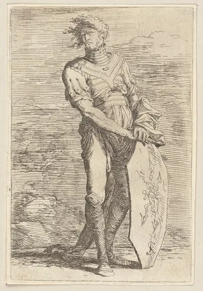 Soldier Holding a Shield by Сальватор Роза, 1656 - 1657 — digital art print download