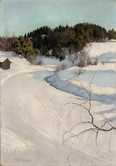 Winter Landscape, Myllykylä by Pekka Halonen, 1896 — digital art print download