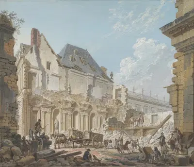 Снос старого вестибюля Palais-Royal, Париж by Пьер-Антуан Демаки — digital art print download