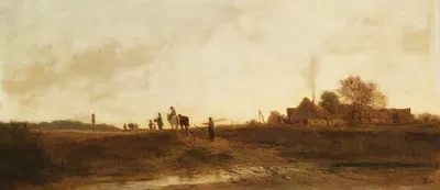 Возвращение крестьян вечером у Панг III by Адольф Генрих Лиер, 1872 — digital art print download