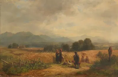 День урожая в Верхней Баварии у Хабаха by Адольф Генрих Лиер, 1860 — digital art print download