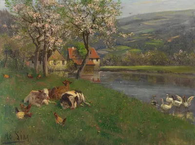 Летний день на озере by Адольф Линс, 1900 — digital art print download