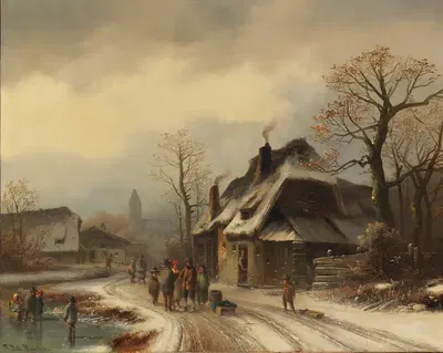 Зимний вид деревни by Антон Долл — digital art print download