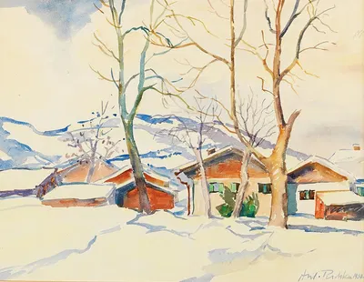 Зимний пейзаж by Антон Эмануэль Пешка, 1938 — digital art print download