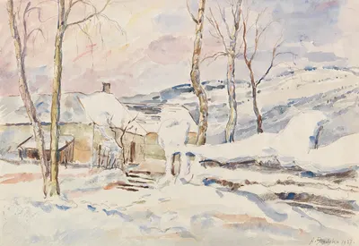 Зимние скульптуры у пастбищного забора by Антон Эмануэль Пешка, 1937 — digital art print download