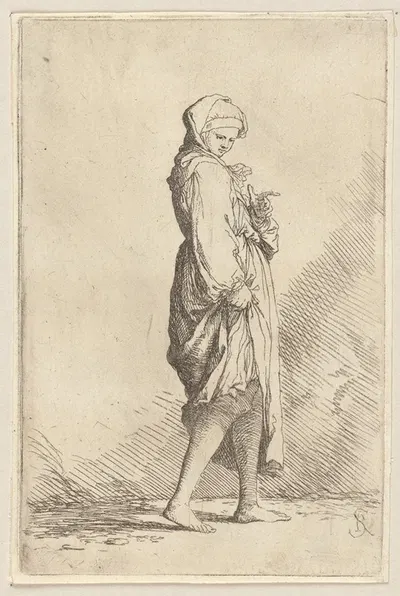 Young Woman Walking Toward the Right by Сальватор Роза, 1656 - 1657 — digital art print download