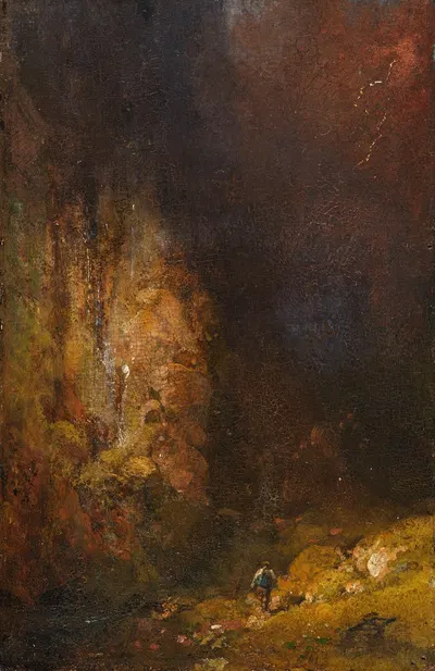 Странник в горной ущелье во время грозы by Карл Спицвег — digital art print download