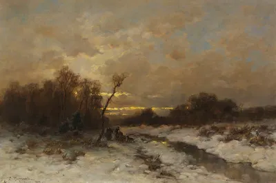 Winterlandschaft mit Reisigsammlern by Désiré Thomassin, 1890 — digital art print download