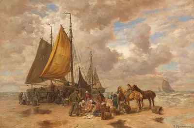Fischer am Meer by Désiré Thomassin, 1900 — digital art print download