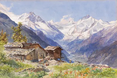 Die Alpe Barneuza (Wallis) by Edward Theodore Compton, 1900 — digital art print download