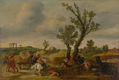 Солдаты, засада на повозку by Эсайас ван де Вельде, 1627 — digital art print download
