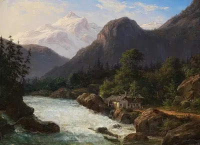 Tiroler Berge by Frederik Christian Jakobsen Kiærskou, 1840 — digital art print download