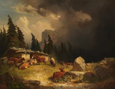 Гроза в горах by Фридрих Вольц, 1852 — digital art print download