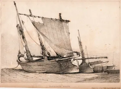 Sandgate Boats by Samuel Prout, 1814 — digital art print download