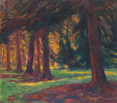 Осеннее солнце в лесу by Георг Бурместер, 1915 — digital art print download