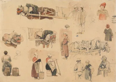 Sketches of Peasants and Work-Horses by Samuel Prout — digital art print download