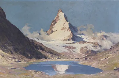 Matterhorn vom Riffelsee by Hans Maurus, 1928 — digital art print download