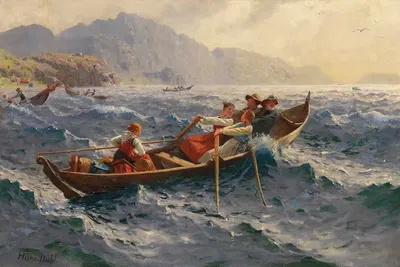Штормовой переход через фьорд by Ханс Андреас Даль, 1900 — digital art print download