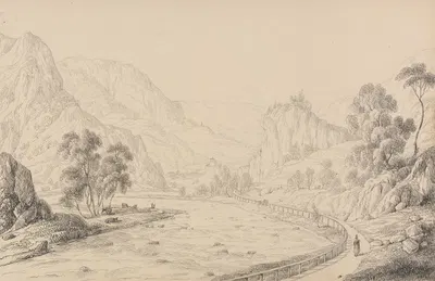 Between Brixen and Klausen – Tyrol by Сэр Чарльз Д'Ойли, 1840 — digital art print download