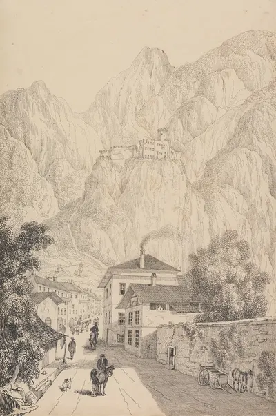 Castle of Salurn near the Town by Сэр Чарльз Д'Ойли, 1840 — digital art print download