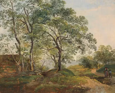 Холмистый лесной пейзаж с хижиной by Иоганн Георг фон Диллис, 1820 — digital art print download