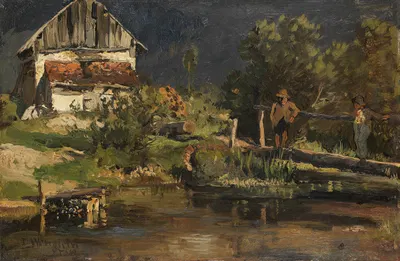 Am Weiher mit Kalkofen by Josef Wenglein, 1883 — digital art print download