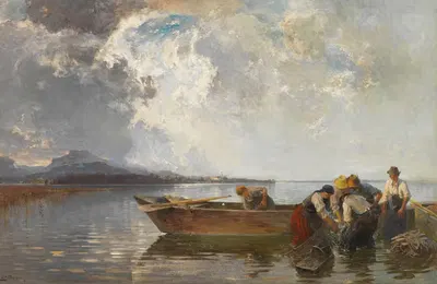 Fischerzug am Chiemsee by Joseph Wopfner — digital art print download