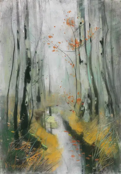 Березы осенью у ручья by Карл Хагемейстер, 1908-1913 — digital art print download