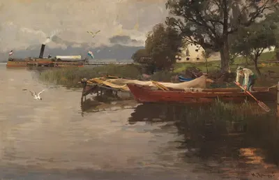 Idylle am Chiemsee by Karl Raupp, 1900 — digital art print download