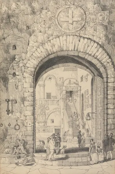 Entrance to the Barqello, Florence by Сэр Чарльз Д'Ойли, 1842 — digital art print download