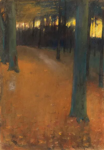 Лесной пейзаж в вечернем свете by Лессер Ури, 1890 — digital art print download