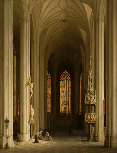 Интерьер готической церкви by Макс Эмануэль Айнмиллер, 1844 — digital art print download