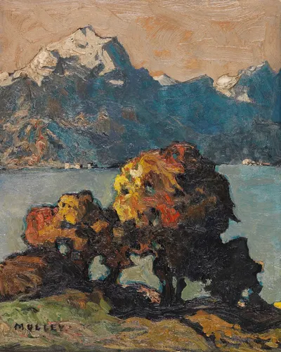 Осенний вид на озеро Гарда by Оскар Мулли, 1920 — digital art print download