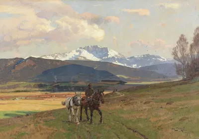 Всадник в горном пейзаже (Бенедиктенванд) by Отто Штрицель, 1909 — digital art print download