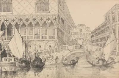 The Bridge of Sighs and part of the Doge's Palace by Сэр Чарльз Д'Ойли, 1840 — digital art print download