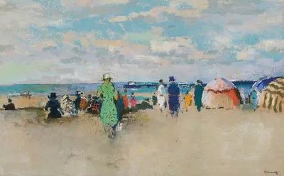 Scene De Plage, Trouville by Paul-Elie Gernez, 1942 — digital art print download