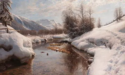 Winter sun in Engadin by Peder Mørk Mønsted, 1914 — digital art print download