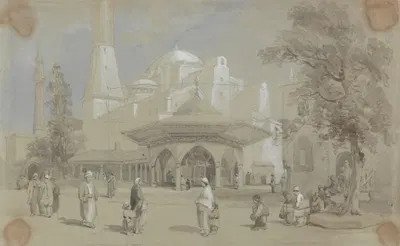 View of Hagia Sophia Mosque and Shadirvan Fountain, Istanbul by Сэр Чарльз Д'Ойли — digital art print download