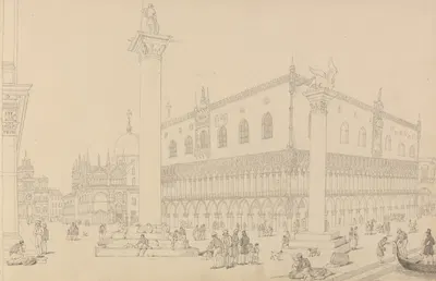 View of the Doge's Palace and Church of St. Mark, Venice by Сэр Чарльз Д'Ойли, 1840 — digital art print download