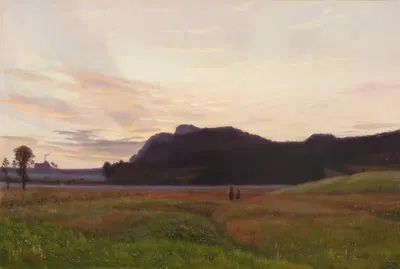 Молодая пара в цветущем клеверном поле by Вильгельм Кюн, 1874 — digital art print download