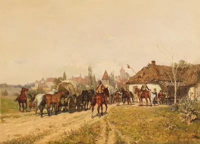 Heimkehrende Truppen vor den Toren der Stadt by Wilhelm Velten — digital art print download