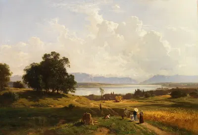 Станбергер озеро с видом на Пёкинг by Адольф Генрих Лиер, 1856-1863 — digital art print download