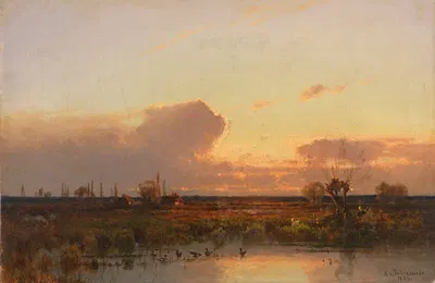 Ландшафт Дахау на закате by Александр Свешевский, 1883 — digital art print download