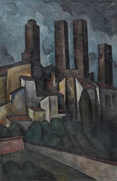 San Gimignano by Alexander Kanoldt, 1916 — digital art print download