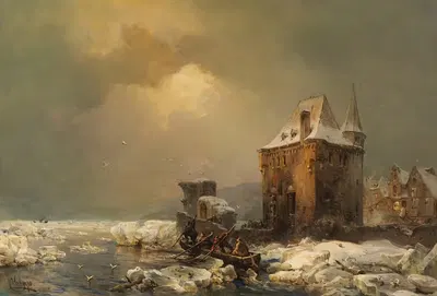 Рыбак на водном замке by Карл Хилгерс, 1886 — digital art print download