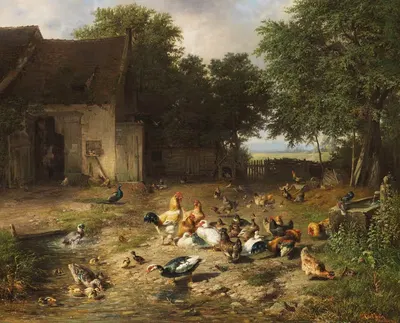 Летний курятник by Карл Юц, 1862 — digital art print download